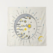 Tenture Les fleurs planent le soleil et la lune graphisme (Devant (Horizontal))