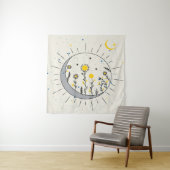 Tenture Les fleurs planent le soleil et la lune graphisme (En situation)