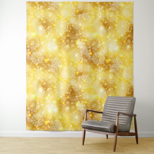 Tenture Les flocons de neige en or (En situation)