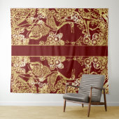 Tenture Les Graines d'or chinoises au-dessus du rouge (En situation (horizontale))