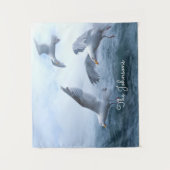 Tenture Les mouettes volent au-dessus de la mer (Devant)