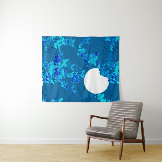 Tenture Les papillons contre un ciel bleu nuit (En situation (horizontale))