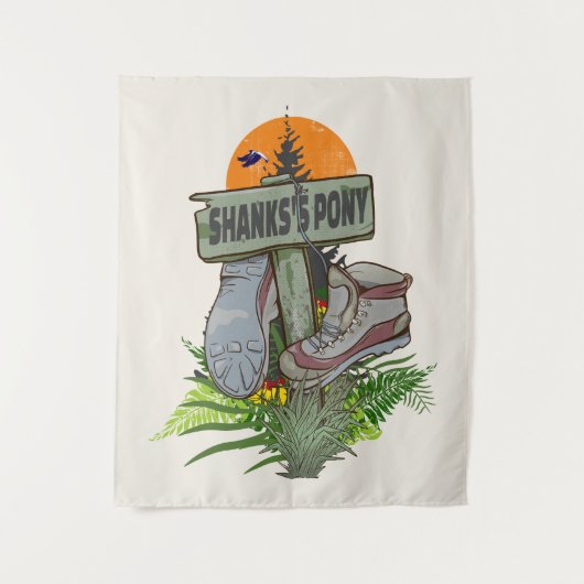 Tenture Les vieilles bottes de randonnée de poney de Shank (Devant)