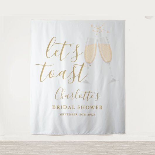Tenture Let's Toast Bridal Shower Gold Backdrop (Devant)