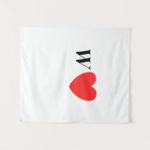 Tenture Letter W Heart - Valentine Initial Love Design (Devant (Horizontal))
