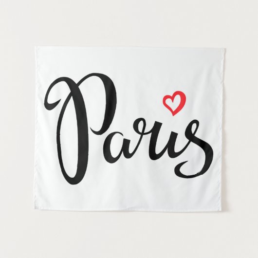 Tenture Lettrage de brosse de Paris avec le coeur (Devant (Horizontal))