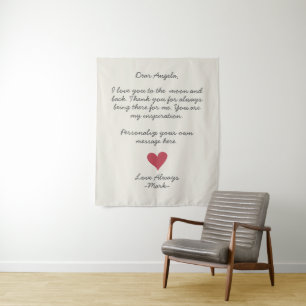 Tenture lettre d'amour manuscrite ou message personnalisab