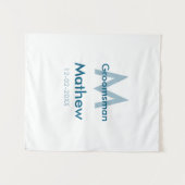 Tenture Lettre de nom de garçon d'honneur bleu marine date (Devant (Horizontal))