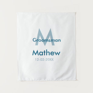 Tenture Lettre masculine de nom de garçon d'honneur bleu m