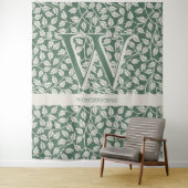 Tenture Lettre monogramme modifiable fleur vert émeraude (En situation)