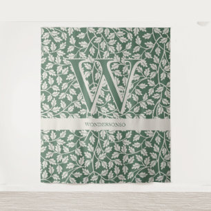 Tenture Lettre monogramme modifiable fleur vert émeraude