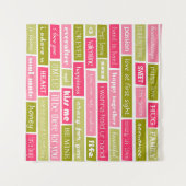 Tenture Lettres d'amour rose et vert (Devant (Horizontal))