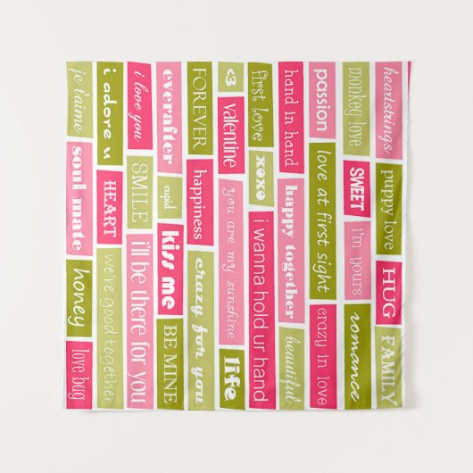 Tenture Lettres d'amour rose et vert (Devant (Horizontal))