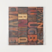 Tenture lettres de l'alphabet aléatoire - letterpress vint (Devant (Horizontal))