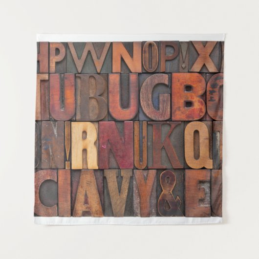 Tenture lettres de l'alphabet aléatoire - letterpress vint (Devant)