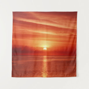 Tenture Lever de soleil coloré en mer, nuages spectaculair