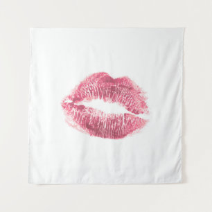 Tenture Lèvres roses réalistes, baiser isolé