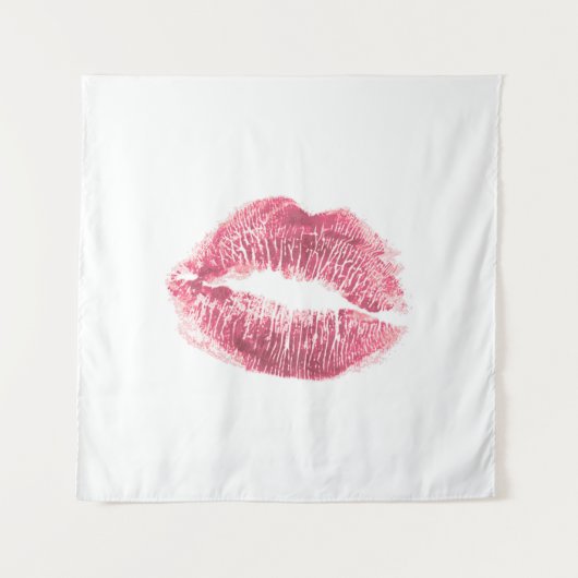 Tenture Lèvres roses réalistes, baiser isolé (Devant)