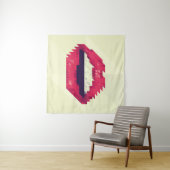 Tenture Lèvres rouges faites de petits triangles, pixelisa (En situation (horizontale))