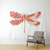 Tenture libellule de fleurs avec sakura de bijoux (En situation (horizontale))