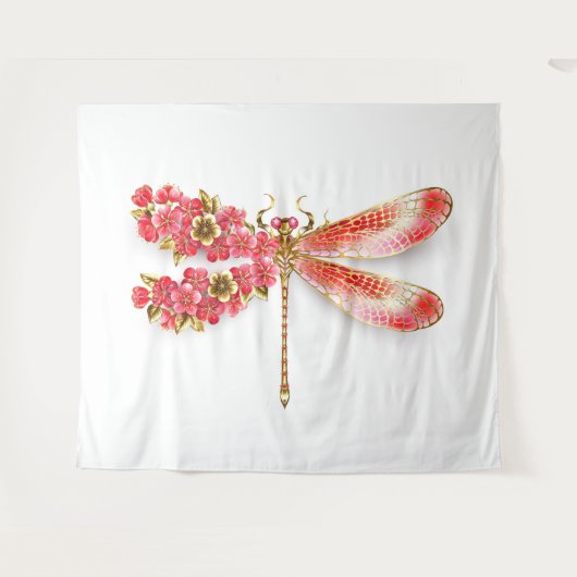 Tenture libellule de fleurs avec sakura de bijoux (Devant (Horizontal))