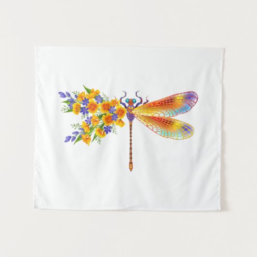 Tenture libellule de fleurs jaunes (Devant (Horizontal))
