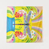 Tenture Libellule radieuse et fleurs sauvages (Devant (Horizontal))
