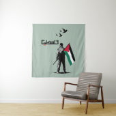 Tenture Libérez la Palestine en arabe (En situation)