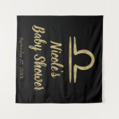 Tenture LIBRA Or Septembre Octobre Anniversaire Astrologie (Devant (Horizontal))