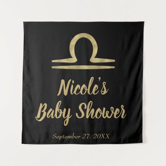 Tenture LIBRA Or Septembre Octobre Anniversaire Astrologie (Devant)