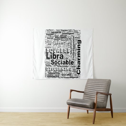 Tenture Libra Zodiac Word Cloud Inspiration (En situation (horizontale))