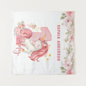 Tenture Licorne 1er Anniversaire Fille Rose (Devant (Horizontal))