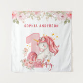 Tenture Licorne 1er Anniversaire Fille Rose (Devant)