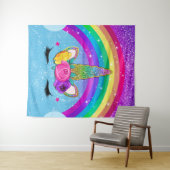 Tenture Licorne Arc-en-ciel Pailletée Couronne Visage Fill (En situation (horizontale))