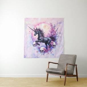 Tenture Licorne au Clair de Lune Parmi les Roses Oubliées,