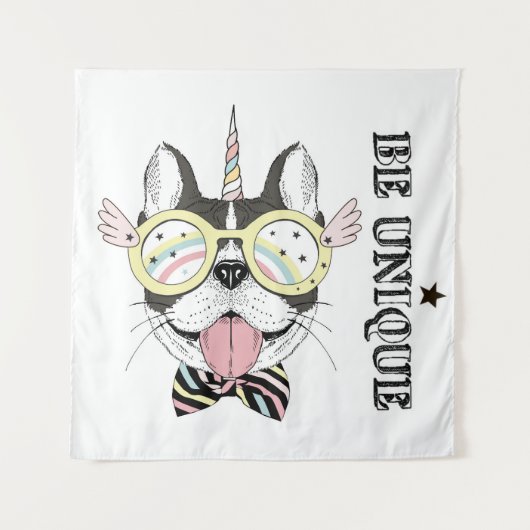 Tenture Licorne de bouledogue français (Devant)