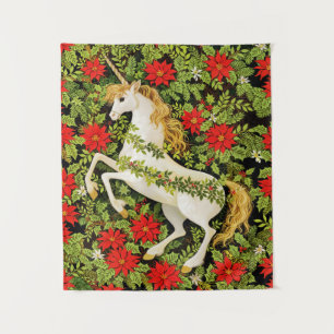 Tenture Licorne Joyeux Noël Rouge Vert Blanc
