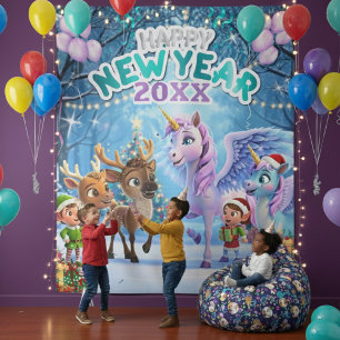Tenture Licorne Magique & Renne Enfants Nouvel An