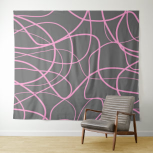 Tenture Ligne Art : rose sur gris