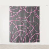 Tenture Ligne Art : rose sur gris (Devant)