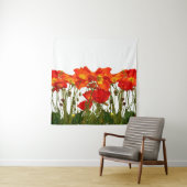 Tenture Ligne de coquelicots rouges isolés (En situation)