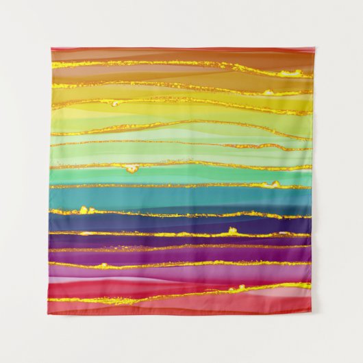 Tenture Lignes arc-en-ciel : composition de luxe abstraite (Devant)
