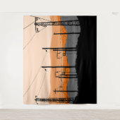 Tenture Lignes d'alimentation Silhouette du coucher de sol (Devant)