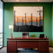 Tenture Lignes d'alimentation Silhouette du coucher de sol