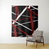 Tenture Lignes rouges de Criss et blanches croisées sans (En situation)