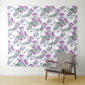 Tenture Lilac chrysanthemum , watercolor (En situation (horizontale))