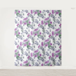 Tenture Lilac chrysanthemum , watercolor