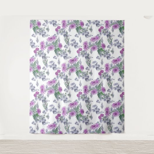 Tenture Lilac chrysanthemum , watercolor (Devant)