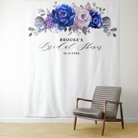 Tenture Lilas bleu royal floral mariage photo (En situation)