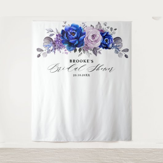 Tenture Lilas bleu royal floral mariage photo (Devant)
